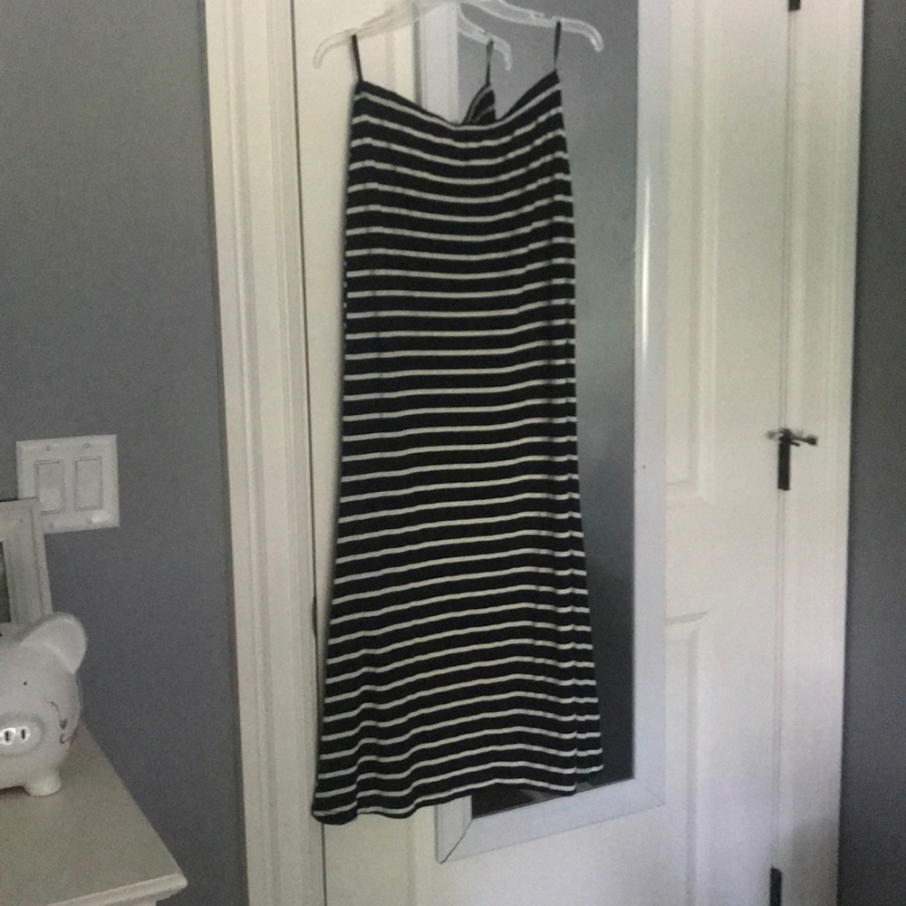 Black and white striped maxi skirt